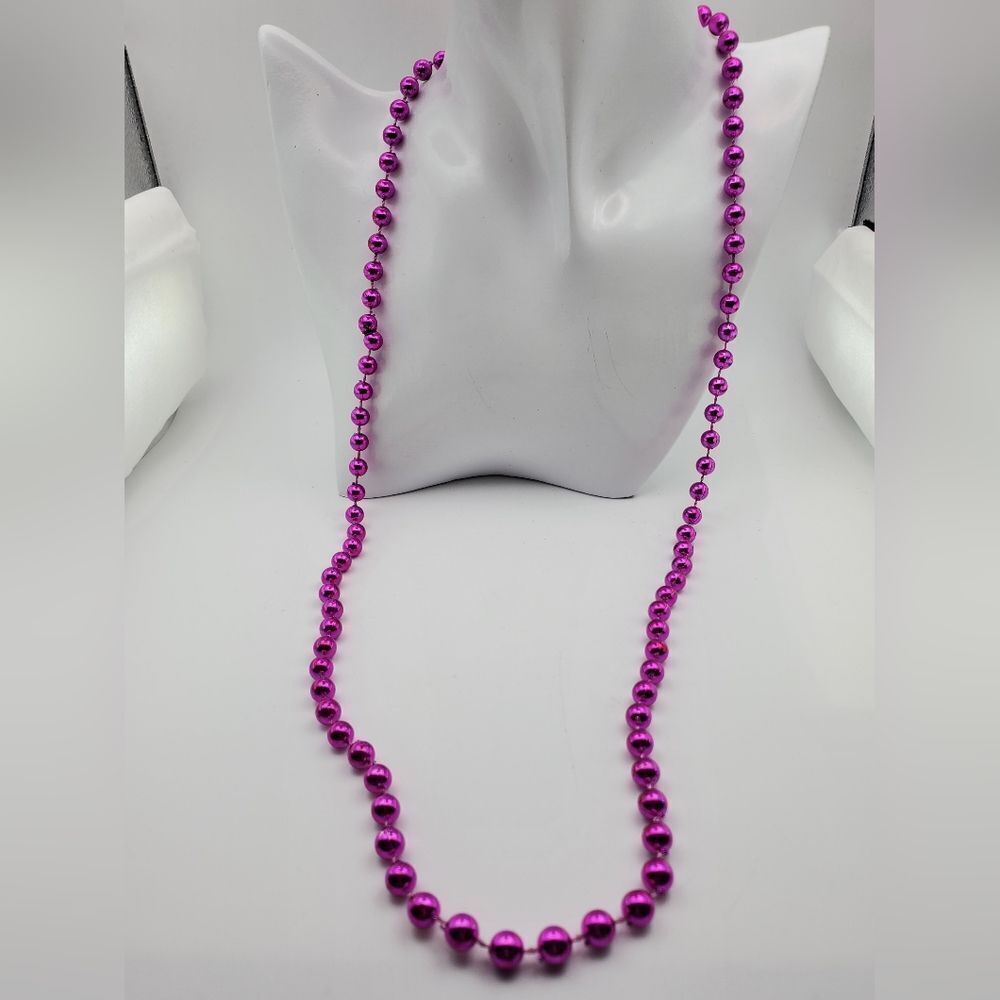 Barbie girl pink metallic beaded necklace‎ N0816